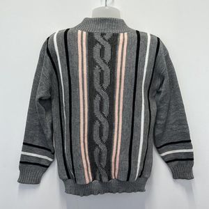 Clifton Place Grey Cable Knit Mock Neck Sweater Size L